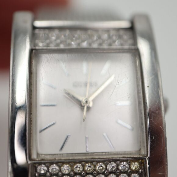 Guess Womens Silver Tone Tank Watch 22mm Rectangle Jewel Bezel with New Battery - Picture 8 of 16